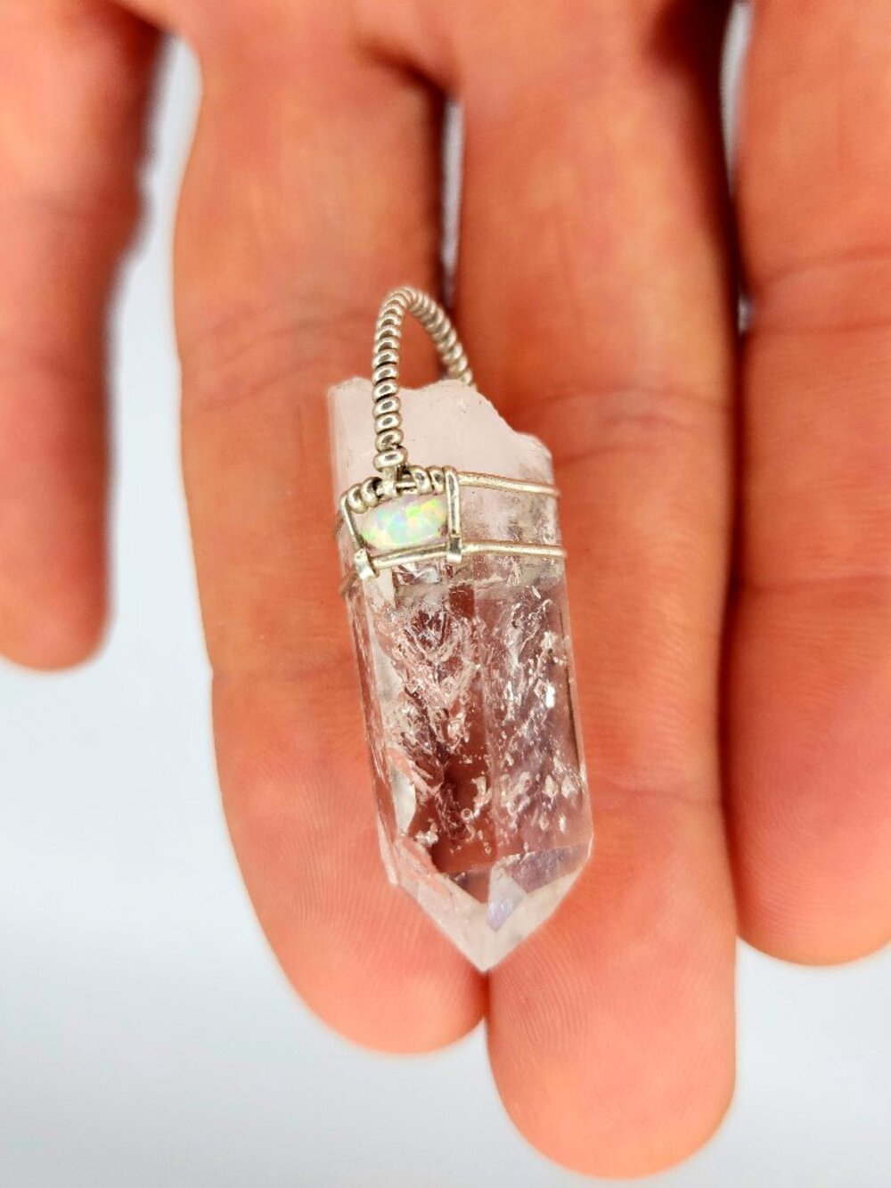 Enhydro Quartz w Opal | Sterling Silver Wire